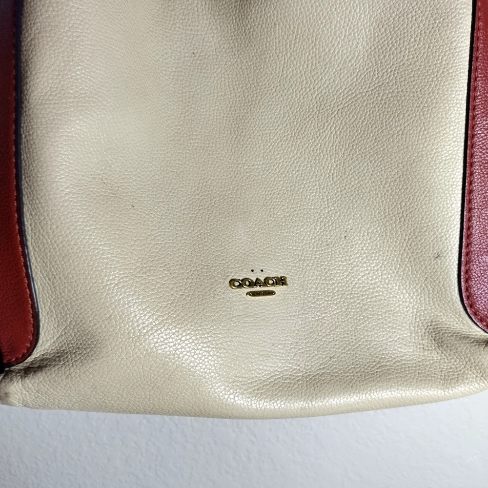 Coach Colorblock Cream, Tan, and Brown Leather Hobo Bag - Picture 3 of 12